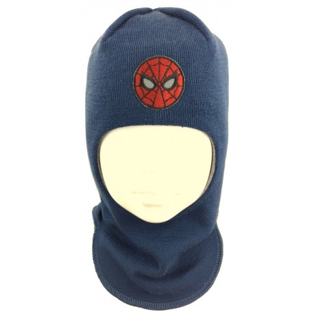 Mėlyna kepurė-šalmas su vilna berniukui "Žmogus voras"